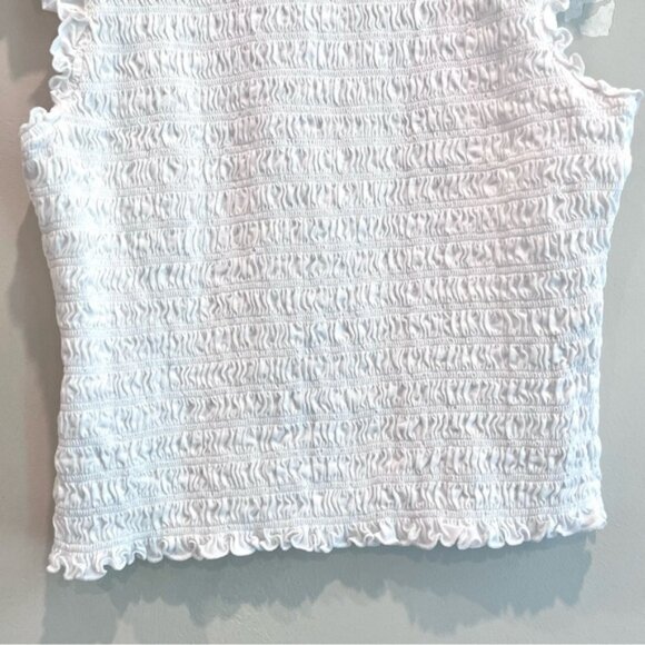 Veronica Beard Ruffle Flutter Sleeve Smocked Top - Picture 12 of 13